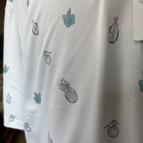 Men’s Grand Slam Brand Golf Polo White With Pineapple Golf Bag Large NWT - Picture 3 of 6